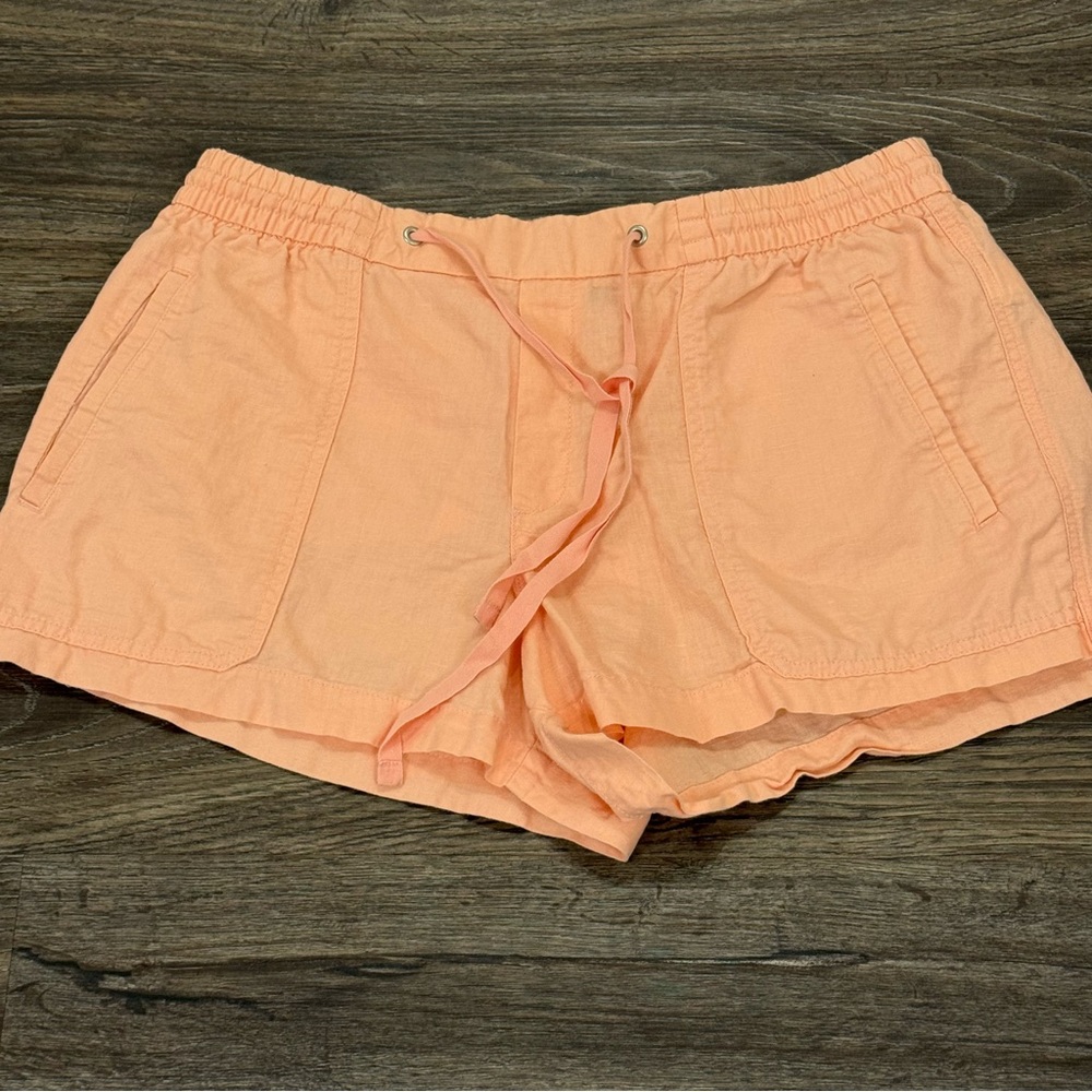 Gap‎ Women’s Peach Colored Linen Elastic Shorts Size Large
